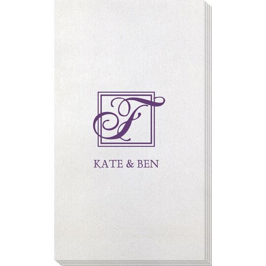 Pick Your Single Initial Monogram with Text Bamboo Luxe Guest Towels